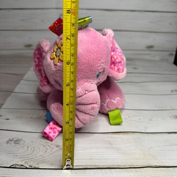 Taggies Pink Elephant Ribbon Tags Rattle Plush Stuffed Animal - Picture 9 of 9